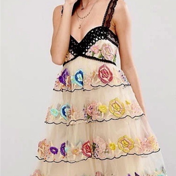 Free People Rambling Rose Tulle Tiered Dress - Picture 7 of 10